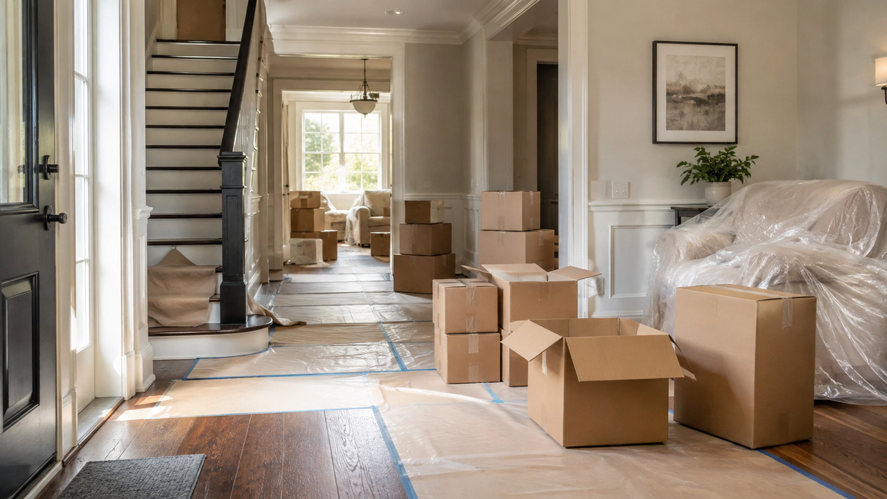 Home interior protected and prepared before remodeling begins