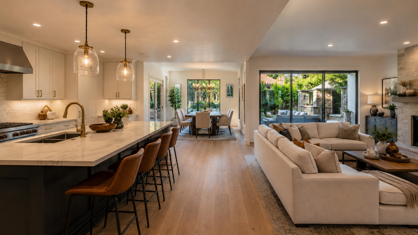Completed open-plan kitchen and living area after remodeling consultation and design