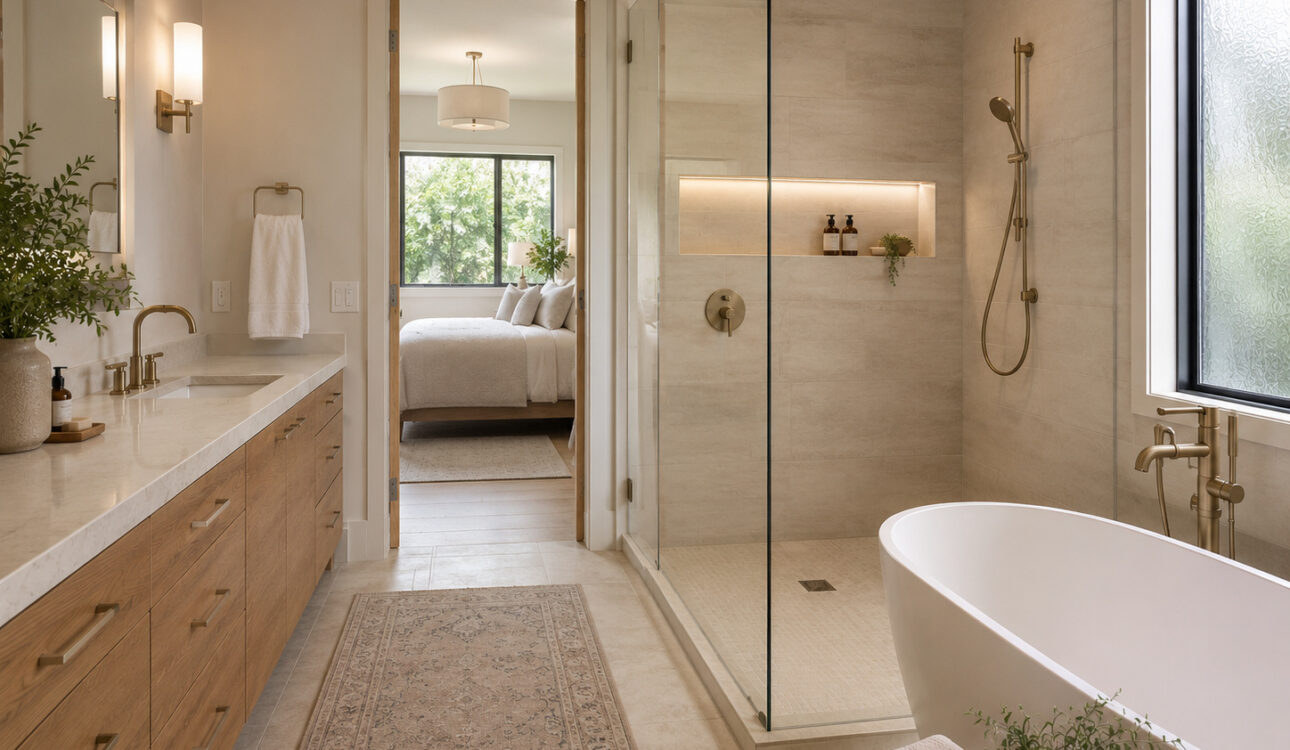 Completed bathroom illustrating planning decisions before starting a remodel