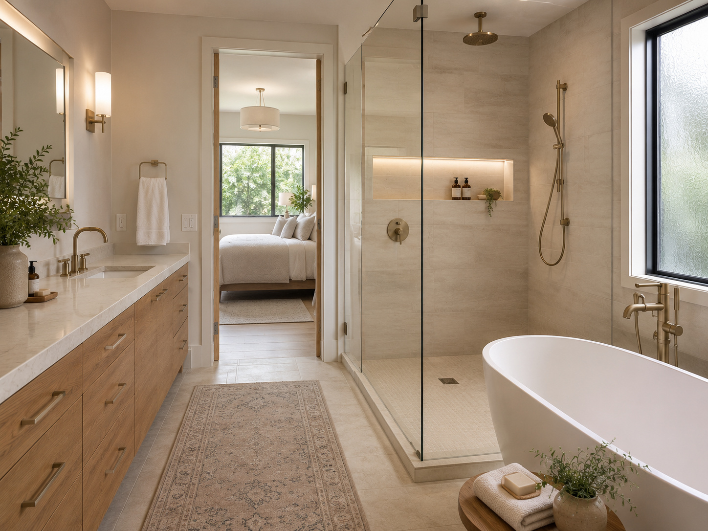 Completed bathroom illustrating planning decisions before starting a remodel
