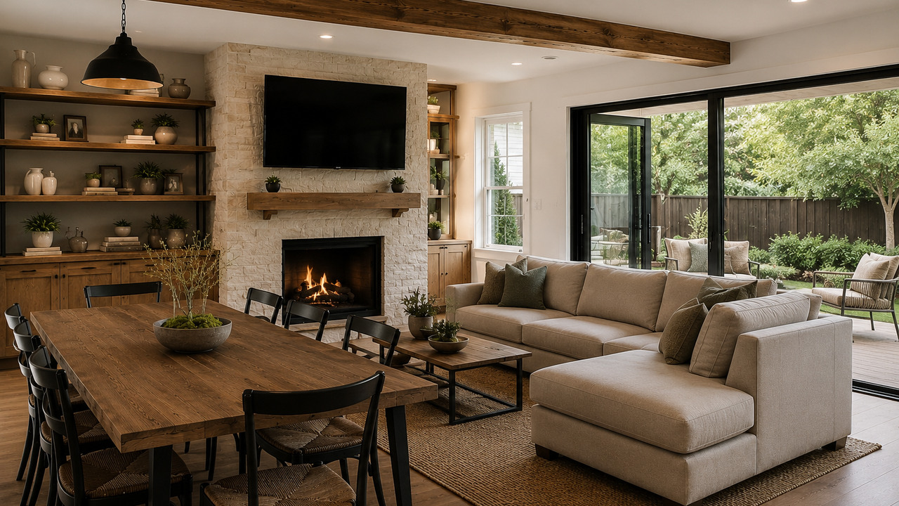 Completed whole-home remodel with open living and dining areas in Orange County
